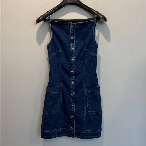 Maeve by Anthropologie High Square-Neck Button-Front Denim Mini Dress Size S - Picture 6 of 15